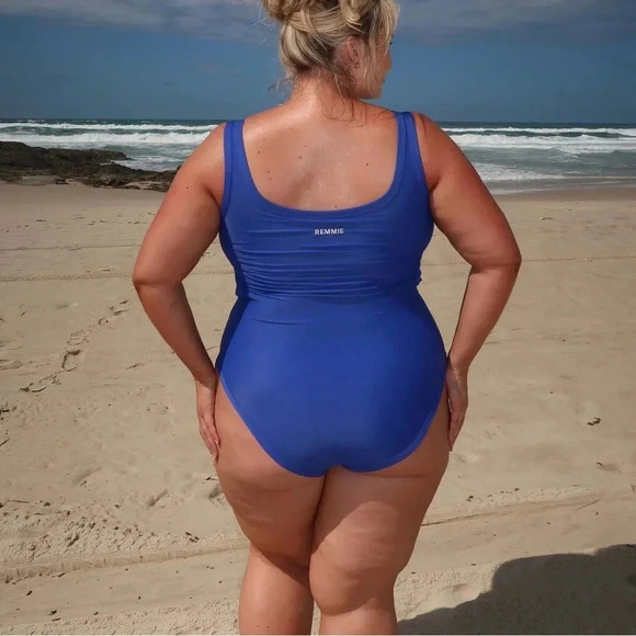 NWT REMMIE BY RILEY Cobalt Blue Reversible ONE PIECE Swimsuit Size 4XL - Picture 2 of 10